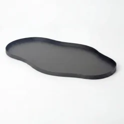Dekotablett Metall 66cm Schwarz Dekoteller Tablett Organisch Handmade
