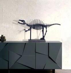 Deko T-Rex FineBuy Dino Fossil 62cm Alu Schwarz Dinosaurier Wohndeko Dekoration