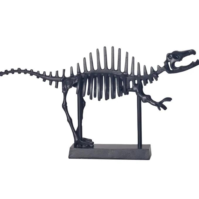 Deko T-Rex FineBuy Dino Fossil 62cm Alu Schwarz Dinosaurier Wohndeko Dekoration