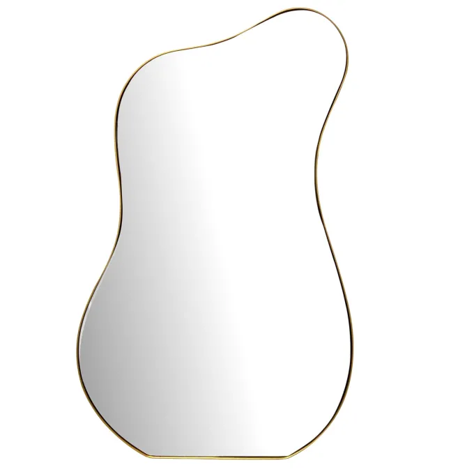 Design Wandspiegel organische Form 100 cm moderner Spiegel asymmetrisch gold