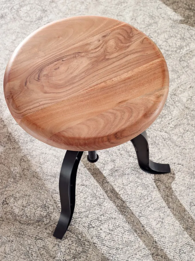 Drehhocker FineBuy Hocker Metall / Holz Massiv 39x62,5x39 cm Dekohocker Rund