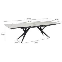 Esstisch FineBuy Esszimmertisch 180 - 260 cm Keramiktisch Ausziehbar Keramik