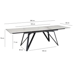 Esstisch FineBuy Esszimmertisch 180 - 260 cm Ausziehbar Keramik Keramiktisch