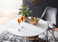 Esstisch FineBuy Esszimmertisch Rund 75x75x74cm Weiß Hochglanz Küchentisch Tisch
