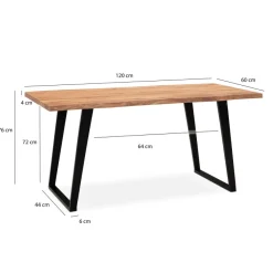 Esstisch FineBuy Esszimmertisch 120 cm Akazie Massivholz Baumkante Küchentisch