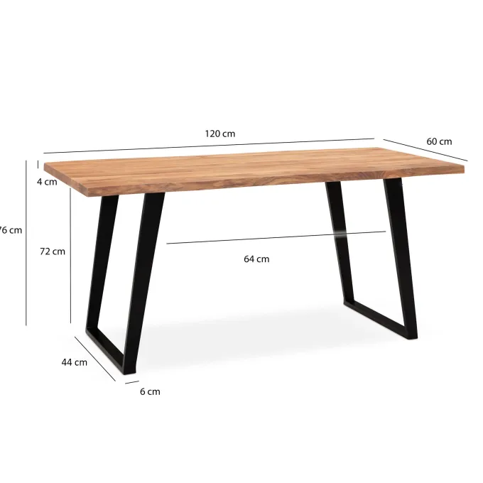 Esstisch FineBuy Esszimmertisch 120 cm Akazie Massivholz Baumkante Küchentisch