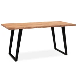 Esstisch FineBuy Esszimmertisch 120 cm Akazie Massivholz Baumkante Küchentisch