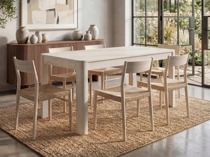 Esstisch Massivholz 120cm Esszimmertisch White Wash Küchentisch 6 Personen Tisch