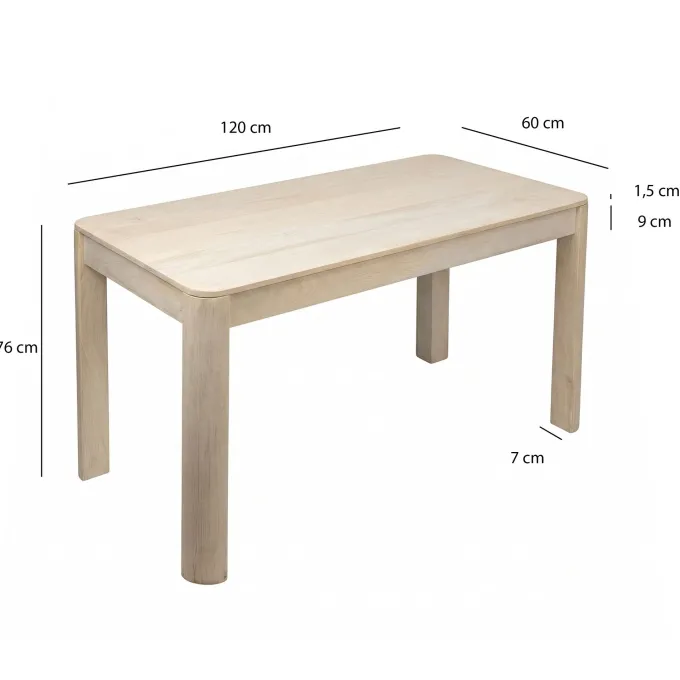 Esstisch Massivholz 120cm Esszimmertisch White Wash Küchentisch 6 Personen Tisch