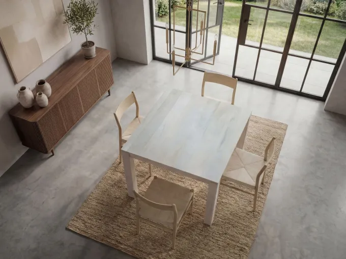 Esstisch Massivholz 80cm Esszimmertisch White Wash Küchentisch 4 Personen Tisch
