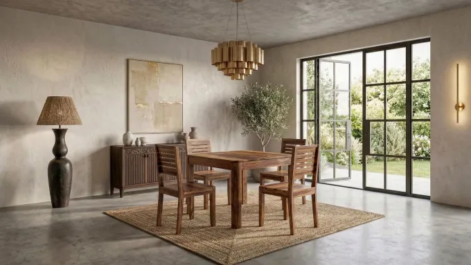 Esstisch Massivholz 80cm Esszimmertisch Sheesham Küchentisch 4 Personen Modern