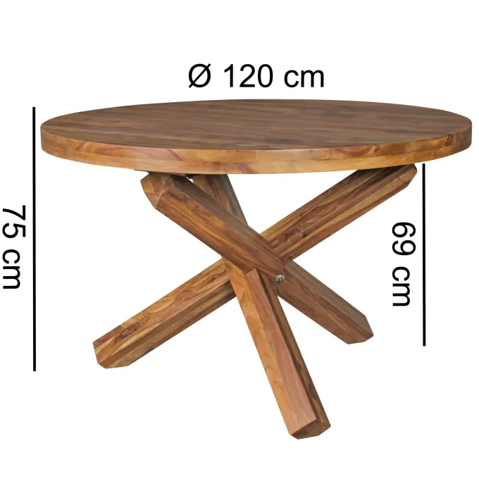 Esstisch rund Ø120cm Massivholz Design Esszimmertisch für 4 Personen Küchentisch