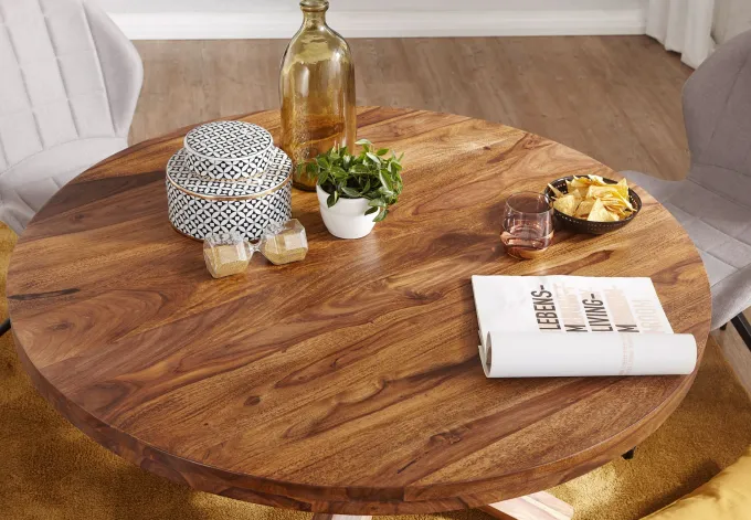 Esstisch rund Ø120cm Massivholz Design Esszimmertisch für 4 Personen Küchentisch