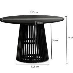 Esstisch rund Ø 120 Massivholz Schwarz Esszimmertisch Design Küchentisch massiv