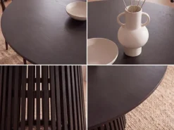 Esstisch rund Ø 120 Massivholz Schwarz Esszimmertisch Design Küchentisch massiv