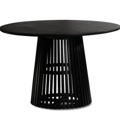 Esstisch rund Ø 120 Massivholz Schwarz Esszimmertisch Design Küchentisch massiv