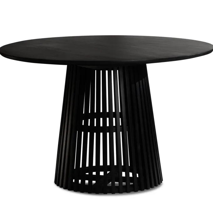 Esstisch rund Ø 120 Massivholz Schwarz Esszimmertisch Design Küchentisch massiv