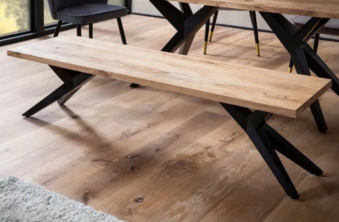 Esszimmerbank FineBuy Sitzbank Akazie Massivholz Essbank Loft Holzbank Esszimmer
