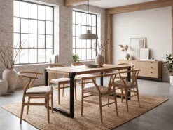 Esszimmertisch FineBuy Esstisch Akazie Holz Massiv Metall Küchentisch Industrial