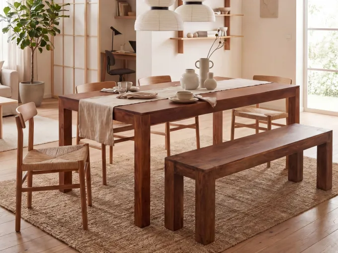 Esszimmertisch FineBuy Esstisch Sheesham Massivholz Küchentisch Esszimmer Groß