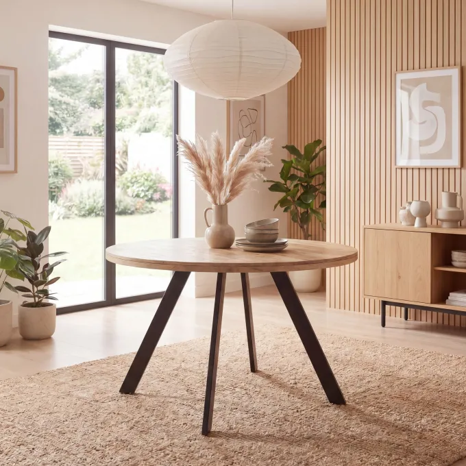 Esszimmertisch FineBuy Esstisch 120 cm Mango Holz Massiv Küchentisch Rund Modern