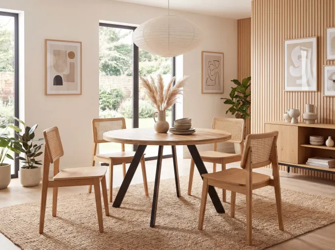 Esszimmertisch FineBuy Esstisch 120 cm Mango Holz Massiv Küchentisch Rund Modern