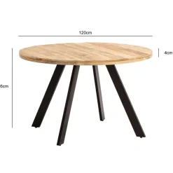 Esszimmertisch FineBuy Esstisch 120 cm Mango Holz Massiv Küchentisch Rund Modern