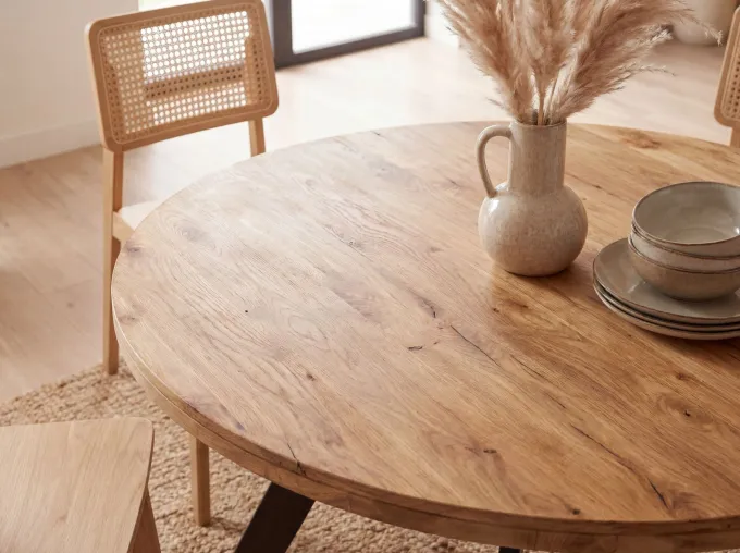 Esszimmertisch FineBuy Esstisch 120 cm Mango Holz Massiv Küchentisch Rund Modern