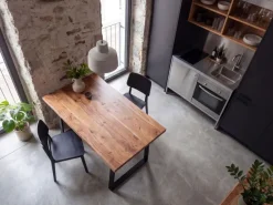 Esszimmertisch FineBuy Esstisch 120 cm Akazie Massivholz Küchentisch Baumkante