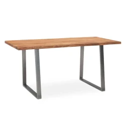 Esszimmertisch FineBuy Esstisch 120 cm Massivholz Küchentisch Baumkante Chrom