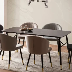 Esszimmertisch FineBuy Esstisch 120 cm Marmor Optik Schwarz Klein Küchentisch