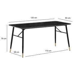 Esszimmertisch FineBuy Esstisch 120 cm Marmor Optik Schwarz Klein Küchentisch
