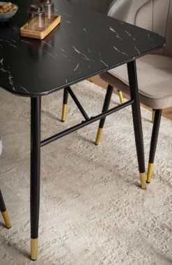Esszimmertisch FineBuy Esstisch 120 cm Marmor Optik Schwarz Klein Küchentisch