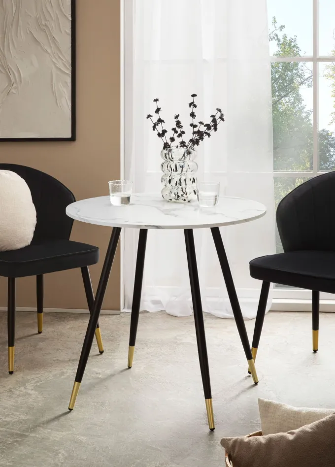 Esszimmertisch FineBuy Esstisch 75 cm Marmor Optik Küchentisch Rund Modern