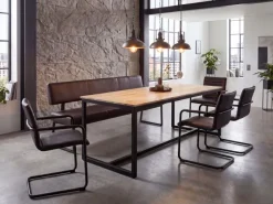 Esszimmertisch FineBuy Esstisch Akazie Holz Massiv Metall Küchentisch Loft