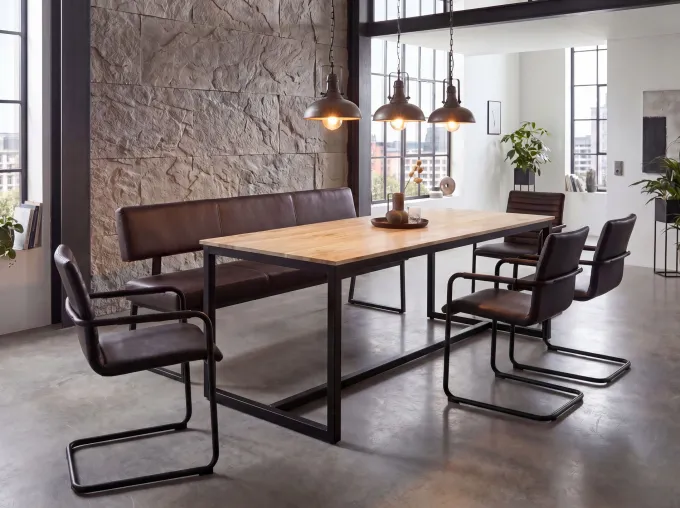 Esszimmertisch FineBuy Esstisch Akazie Holz Massiv Metall Küchentisch Loft
