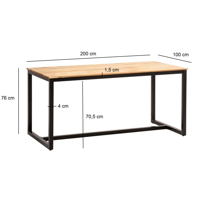 Esszimmertisch FineBuy Esstisch Akazie Holz Massiv Metall Küchentisch Loft