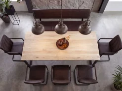 Esszimmertisch FineBuy Esstisch Akazie Holz Massiv Metall Küchentisch Loft