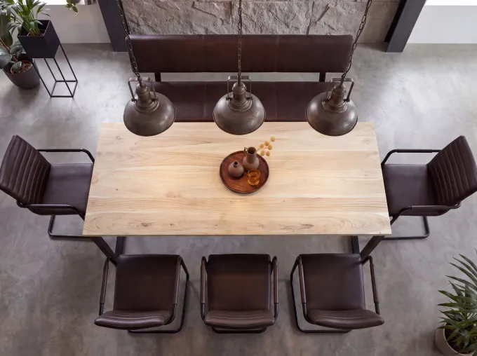 Esszimmertisch FineBuy Esstisch Akazie Holz Massiv Metall Küchentisch Loft