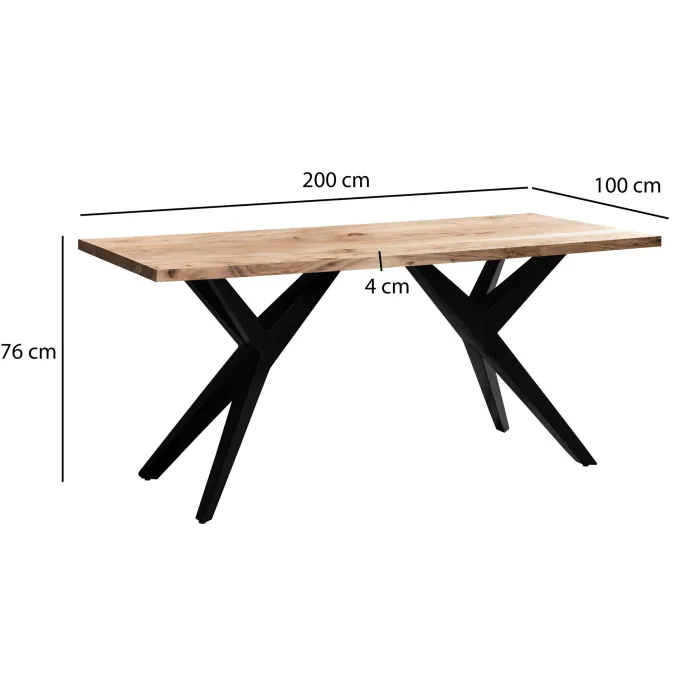 Esszimmertisch FineBuy Küchentisch Akazie Holz Massiv Esstisch Loft Groß Modern