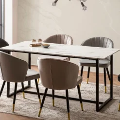 Esszimmertisch FineBuy Küchentisch 120 cm Marmor Optik Weiß Klein Esstisch