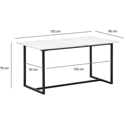 Esszimmertisch FineBuy Küchentisch 120 cm Marmor Optik Weiß Klein Esstisch