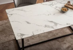 Esszimmertisch FineBuy Küchentisch 120 cm Marmor Optik Weiß Klein Esstisch