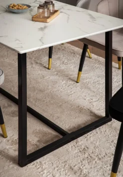 Esszimmertisch FineBuy Marmor Optik Weiß Esstisch Küchentisch Tisch Esszimmer