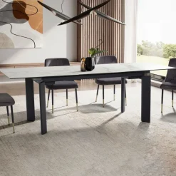 FineBuy Ausziehbarer Design Esstisch 180 - 240 cm Glas Keramik Keramiktisch Esszimmertisch