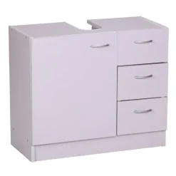 FineBuy Bad Waschbecken Unterschrank 54 x 63 x 30 cm 1 Tür 3 Schubladen weiß