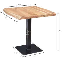 FineBuy Baumkante Esszimmertisch Akazie Massiv 80 x 75 cm Esstisch Küchentisch