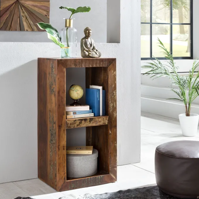 FineBuy Bücherregal KALKUTTA 45 x 35 x 90 cm Standregal Massiv Regal Cube