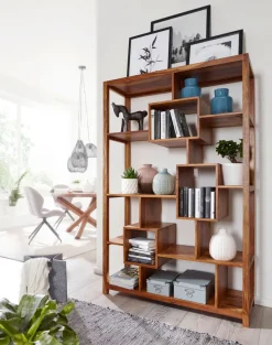 FineBuy Bücherregal Massiv Sheesham 180 cm Massivholz XXL Regal Raumteiler