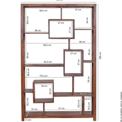 FineBuy Bücherregal Massiv Sheesham 180 cm Massivholz XXL Regal Raumteiler